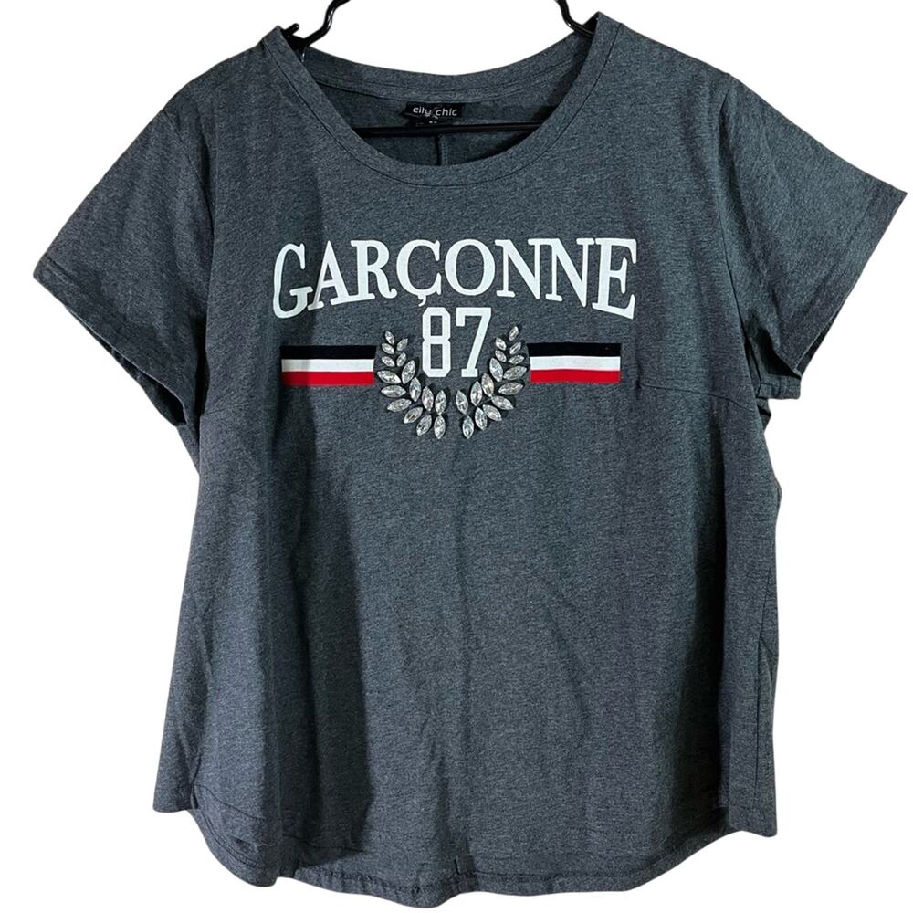 NWT City Chic Tee Ooh La La gray graphic WOMEN’S Plus Size Small / 16